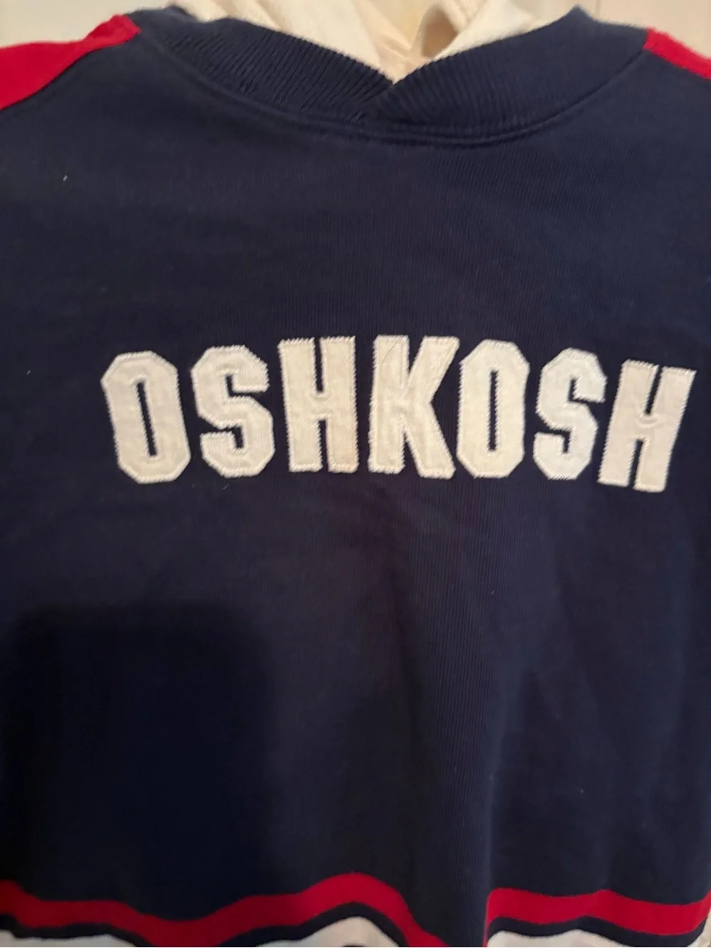 OshKosh boys Navy Red Striped Hoodie Shirt nwt size 7 $48